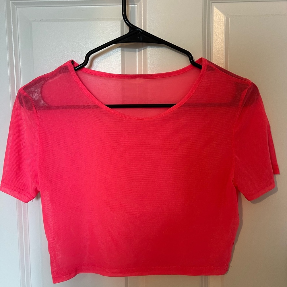 Neon Pink Sheer Crop Top